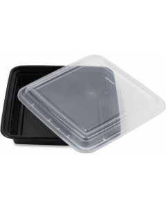 Rectangular Black Microwave Container with Lid 150 X  Piece 