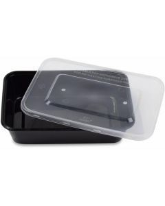 Rectangular Black Microwave Container with Lid 300 X  Piece 