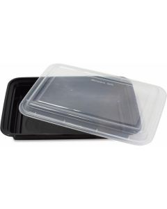 Rectangular Black Microwave Container with Lid 150 X  Piece 