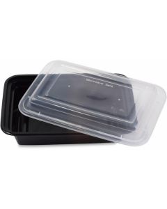 Rectangular Black Microwave Container with Lid 150 X  Piece 