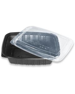 Rectangular Black Microwave Container with Lid 200 X  Piece 