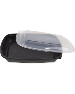 Rectangular Black Microwave Container with Lid 150 X  Piece 