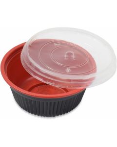 Black & Red Microwave Container Bowl with Translucent Lid 360 X  Piece 