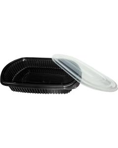 PP Oval Black Microwave Container with Lid 250 X  Plastic Box 