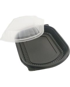 PP 1 Compartment Black Microwave Container with Lid 250 X  Plastic Box 