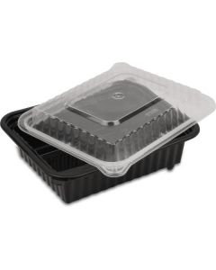 Rectangular PP Black Microwave Container with PP Lid # 8300 200 X  Plastic Box 