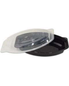 Oval Black Microwave Container with Lid 250 X  Plastic Box 