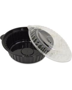 Round Black PP Base Microwave with OPS Lid 200 X  Plastic Box 