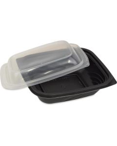 Combo Black Microwave Container Base with Lid Vented 200 X  Plastic Box 