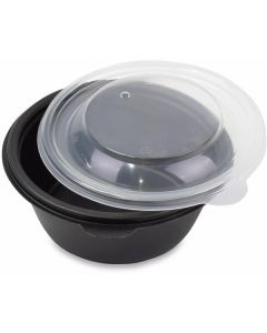 Small Round Black Microwave Container with Lid 500 X  Plastic Box 