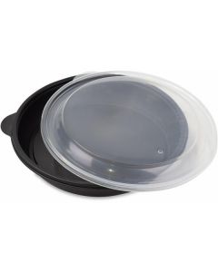 Large Round Black Microwave Container with Lid 150 X  Plastic Box 