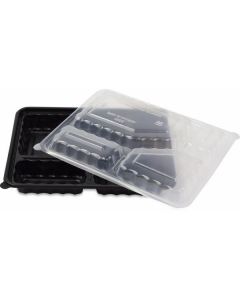 Rectangular Black 4 Compartments Microwave Container with Microwave Lid 120 X  Plastic Box 