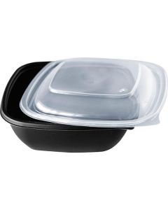 Square Black Microwave Deep Container with Lid 300 X  Plastic Box 