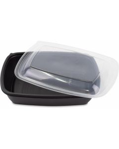 Medium Rectangular Black Microwave Container with Lid 300 X  Plastic Box 