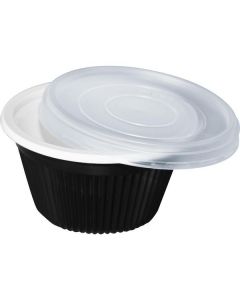 Black & White Microwave Container Bowl with Translucent Lid   