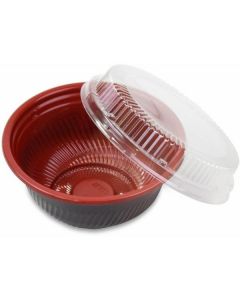 Black & Red Microwave Container with Transparent Lid 300 X  Plastic Box 