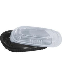 Rectangular Microwave Black Platter with Dome Lid 252 X  Plastic Box 