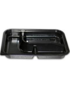 Rectangular Black 3 Compartments Microwave Container with Lid 150 X  Plastic Box 