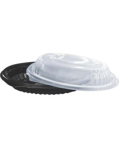 Oval Black Microwave Container with Dome Lid 252 X  Plastic Box 