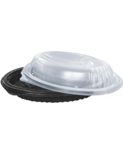 Oval Black Microwave Container with Dome Lid 252 X  Plastic Box 