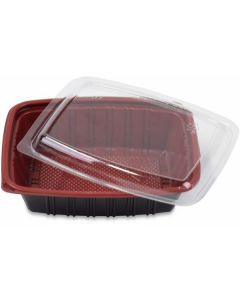 Rectangular Red & Black Microwave Container with Lid 200 X  Plastic Box 