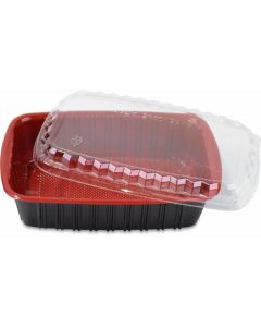 Rectangular Red & Black Microwave Container with Lid 300 X  Plastic Box 