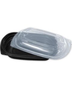 Rectangular Black Microwave Container with Dome Lid 252 X  Plastic Box 