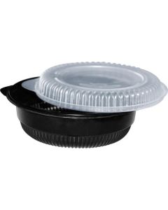 Black Microwave Container Bowl with Lid Vented 252 X  Piece 