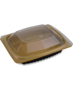 Rectangular Gold & Black Microwave Container with Lid 3000 X  Piece 