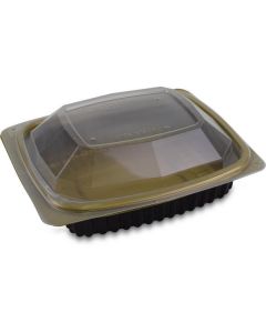 Rectangular Gold & Black Microwave Container with Lid 300 X  Piece (750 ml)