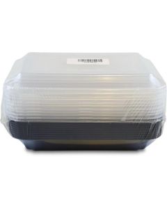 Plastic Black Rectangular Microwave Container with Lid 150 X  Piece 