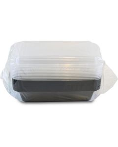 Plastic Black Rectangular Microwave Container with Lid 150 X  Piece 