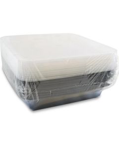 Plastic Black Rectangular Microwave Container with Lid 150 X  Piece 