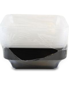 Plastic Black Rectangular Microwave Container with Lid 150 X  Piece 