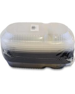 Rectangular Black 2 Compartment Microwave Container with Lid (8010) 400 X  Piece 