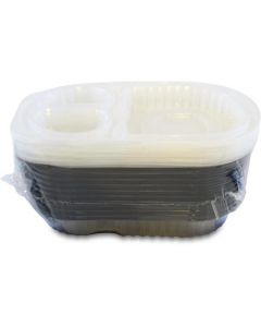 Rectangular Black 2 Compartment Microwave Container with Lid (8020) 400 X  Piece 