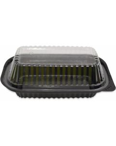 Rectangular Black Microwave Container with Lid Shallow (OPS) 400 X  Piece 