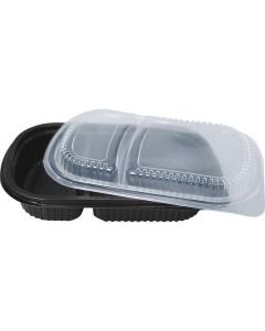 Oval Black 2 Compartments Microwave Container with Lid 250 X  Piece 