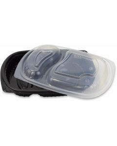 Rectangular Black 2 Compartments Microwave Container with Lid 252 X  Plastic Box 