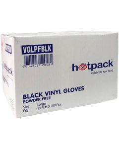 Vinyl Black Hand Gloves - Large 10 X  Piece 