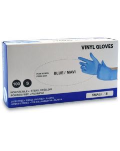 Blue Vinyl Powder Free Gloves - Small 10 X  Piece 