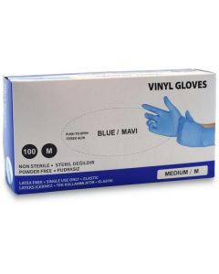 Blue Vinyl Powder Free Gloves - Medium 10 X  Piece 