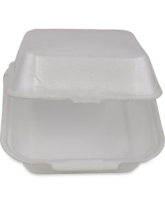 Hamburger White Box with Hinged Lid (Large) 250 X  Foam Box 