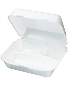 White Lunch Box with Hinged Lid 100 X  Foam Box 