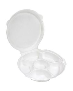 Round White Lunch Box 6 Compartments with Hinged Lid 100 X  Foam Box 