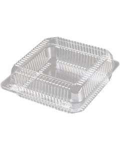 PET Square Clear Pastry Container with Hinged Lid 250 X  Plastic Box 