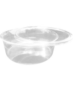 PET Large Smooth Round Clear Tub with Lid 100 X  Plastic Box 