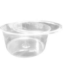 PET Large Smooth Round Clear Tub with Lid 100 X  Plastic Box 