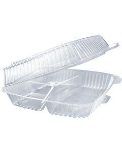 Rectangular Clear 3 Compartments Container with Hinged Lid 200 X  Piece 