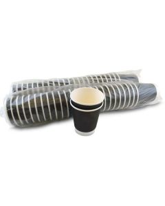 Double Wall Coffee Cup with Lid - Black 1000 X  Piece 